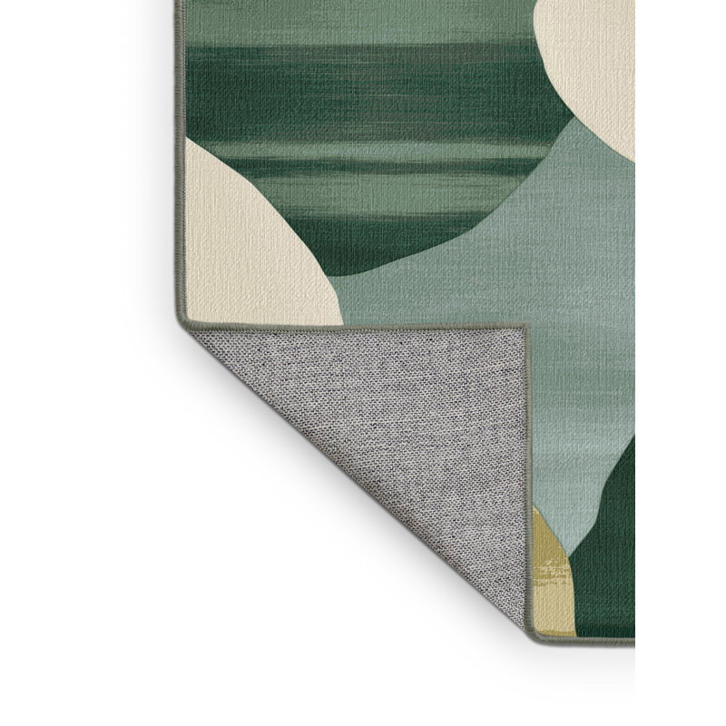 Tapis vert aquarelle lavable à la machine, Carré 3 pi