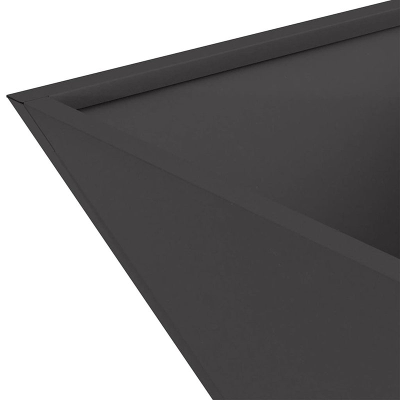 Garden Planter Decor Metal Trapezoidal Outdoor Modern Terrace Holder, 15cmH x 35cmW x 35cmD, Black