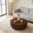 35.63" Round Outdoor Indoor Coffee Table, Modern Wood Grain Drum Center Table-2109538817