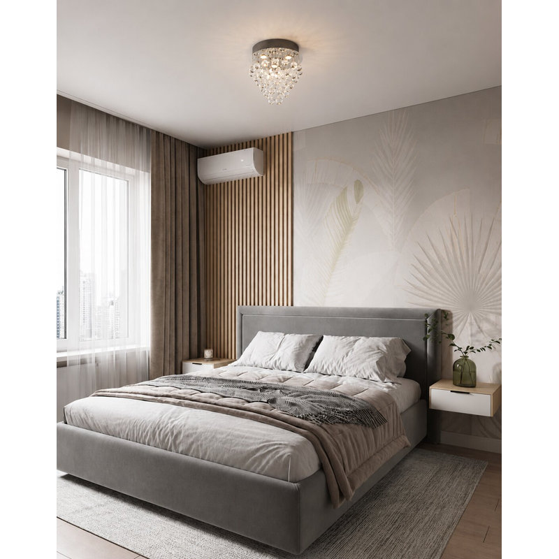 Plafonnier encastré en cristal 4 lumières Transitional, Chrome