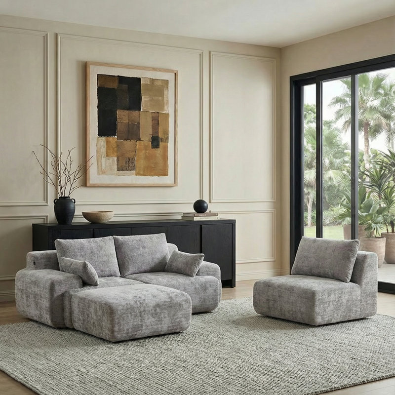 Canapé modulaire Boneless, Gris chenille