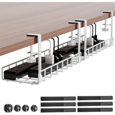 2 Pack, Wire Management No Drill No Screws, Cable Tray With Clamp For Desk Wire Management, Computer Cable Rack For Office, Home