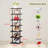 7 Tiers Vertical Shoe Rack Wooden Shoe Storage Organizer For Space Saving Narrow Shoe Shelf Storage 7 Pairs
