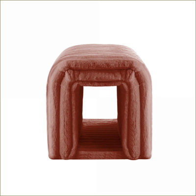 Banc de rangement repose-pieds avec nid de chat - Brun noyer de style crème pour le salon, l'entrée, la chambre à coucher | Velours côtelé | Lapin en peluche