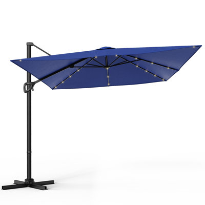 10x8ft LED Cantilever Patio Umbrella with 8-Rib Sturdy Frame for Poolside, Garden Backyard