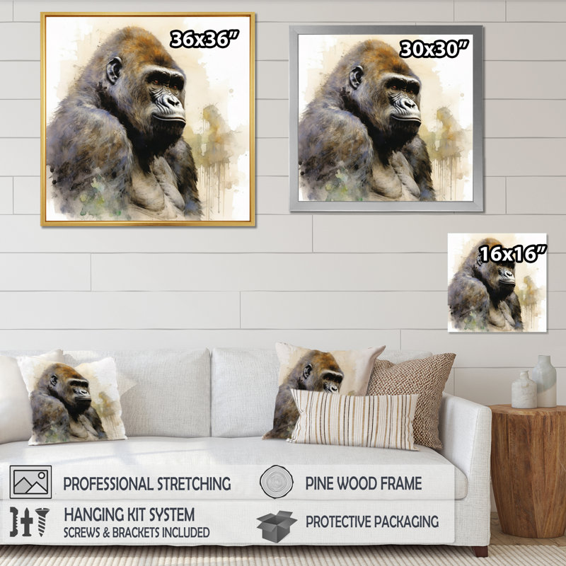 «Powerful Gorilla Primer I» sur toile, Toile tendue, H 36 po x l 36 po x P 1,5 po