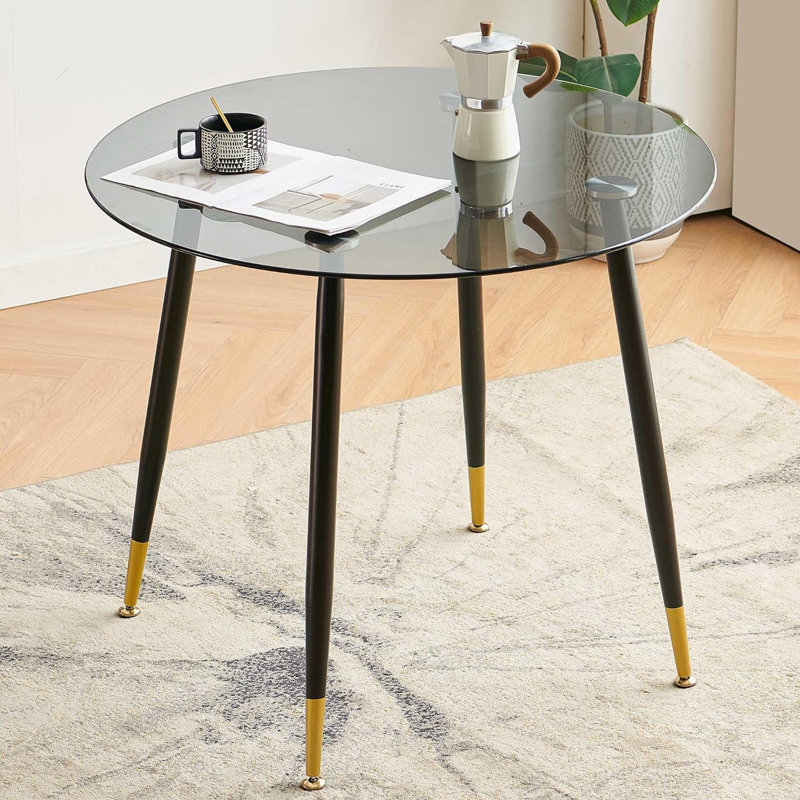 Biagio Round Glass Top Metal Base Dining Table