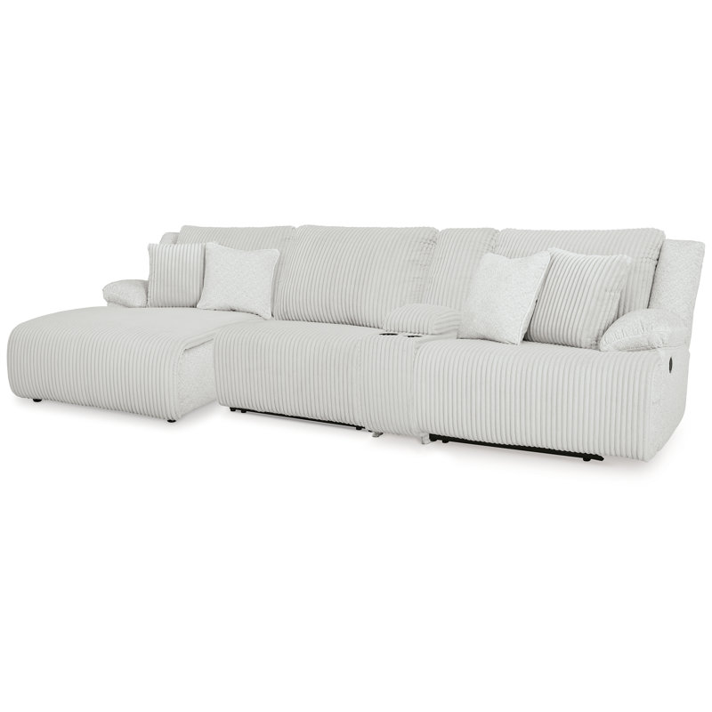 Canapé modulaire inclinable 4 pièces avec méridienne, Polyester blanc
