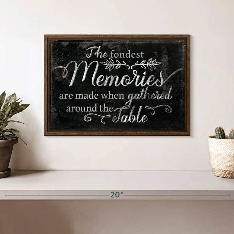 Fondest Memories, typographie, 13 po x 9 po, Cadre flottant noyer