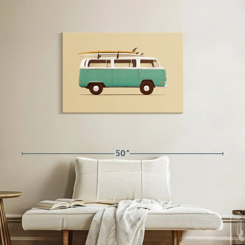 Mehar Blue Retro Van, H 24 po x l 36 po