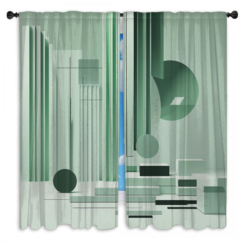 Rideaux de fenêtre à composition géométrique menthe et obscurcissant - 2 panneaux, 56 po x 76 po - 2 panneaux