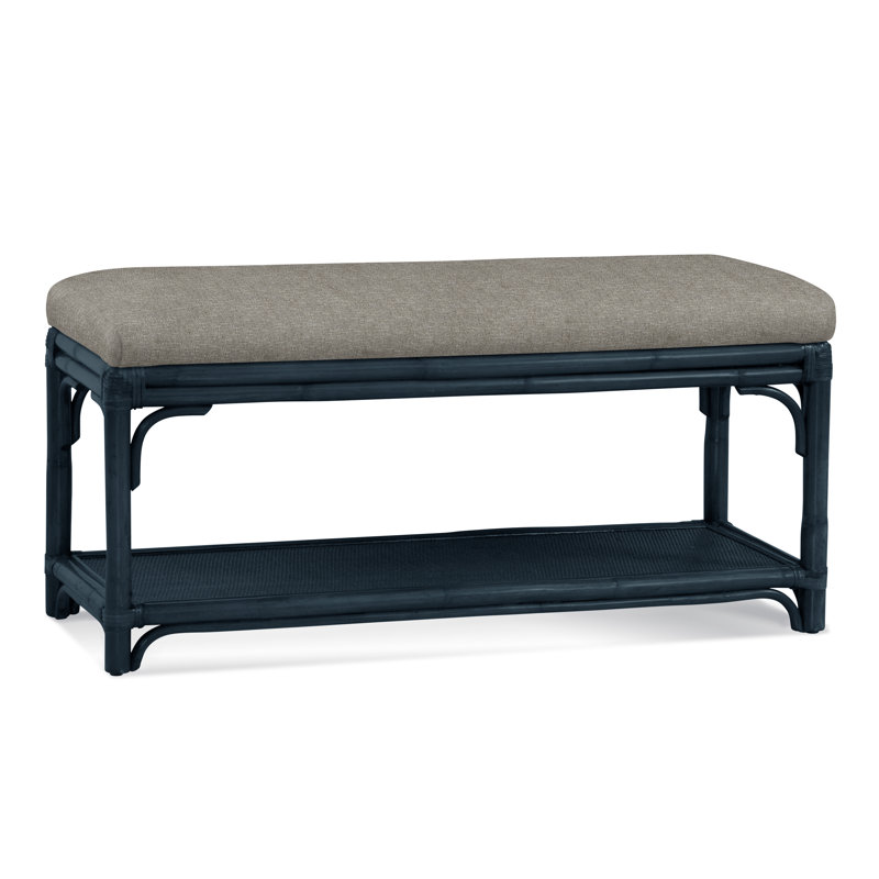 Summer Retreat Wicker Shelf Storage Bench, Java, Basic Grey; 0317-83