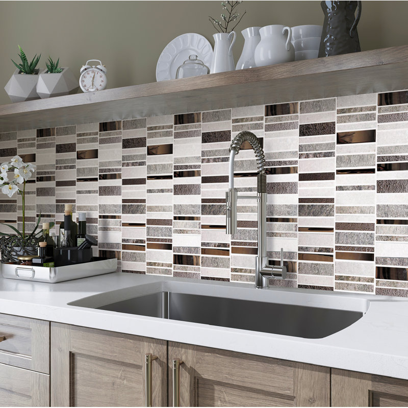 11.8"X11.8" Marble And Glass Mosaic Tile