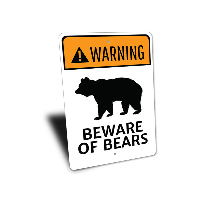 Panneau d'avertissement d'ours en aluminium, H 14 po x l 10 po x P 0,04 po