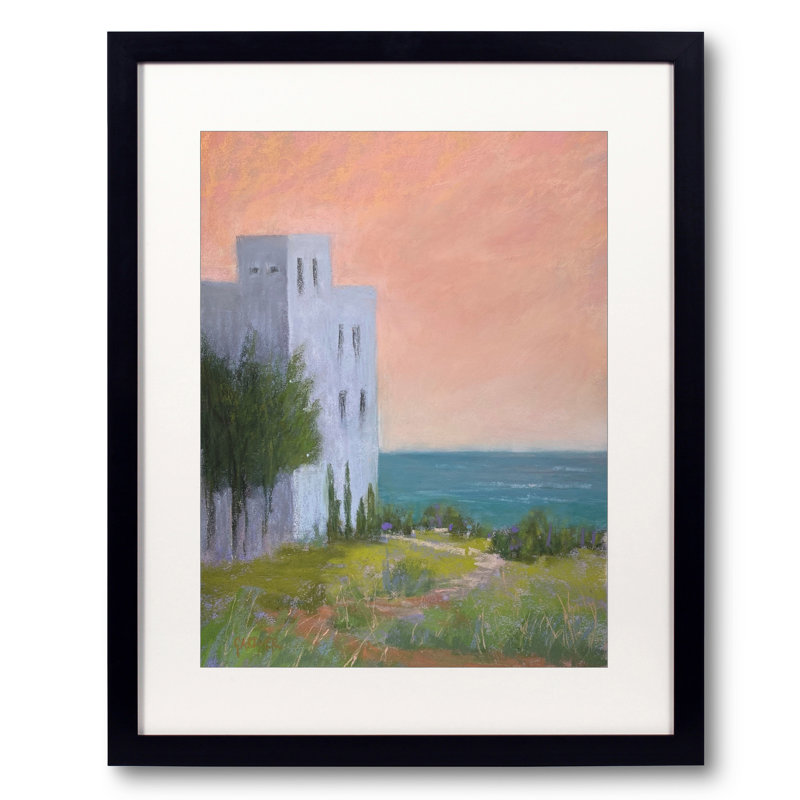 Terranea par Dina Gardner - Peinture, Papier avec cadre noir, Blanc, 39" H x 30" W