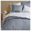 Ensemble d'édredon 7 pièces à rayures tissées pour grand lit - Literie en microfibre grise avec draps, taies d'oreiller et taies décoratives - Design minimaliste luxueux-124648206