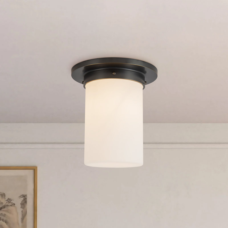 Mineral 8-in Brass Flush Mount, Oil Rubbed Bronze, Opal Glass