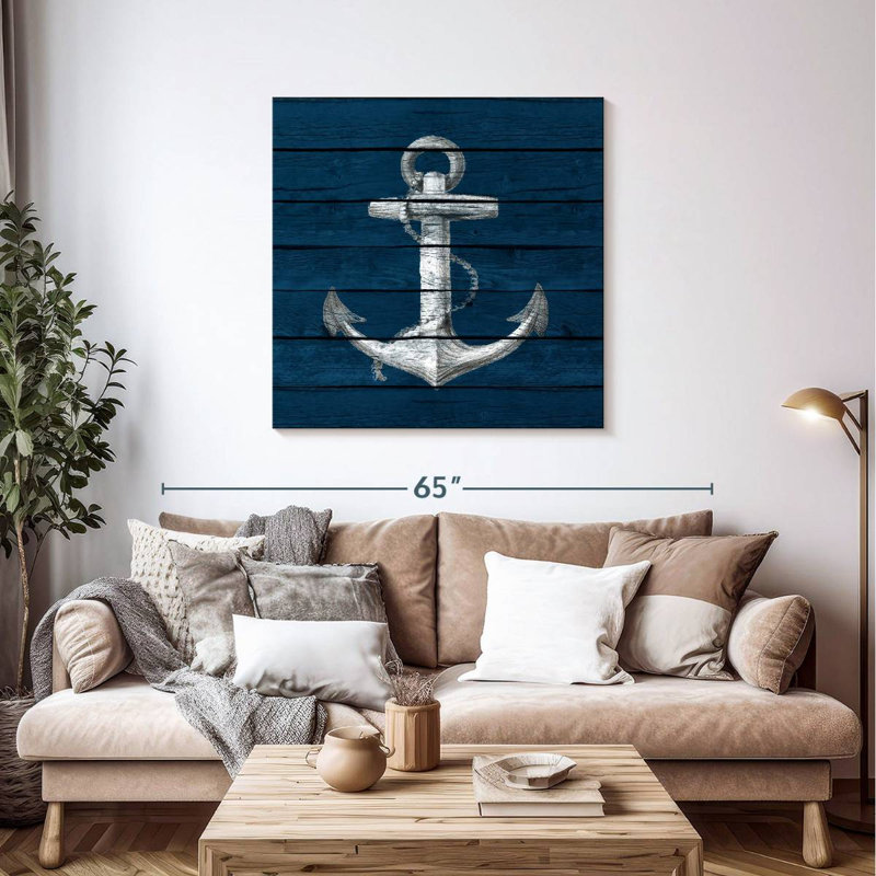 Aletra Anchor On Blue Wood, 39" H x 39" W