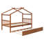 Lit simple en bois avec lit gigogne, lit plateforme en pin massif, noyer