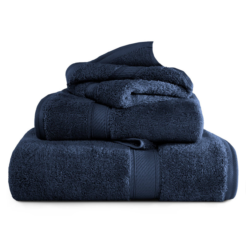Scotia Egyptian Cotton Bath Towel Set, Navy Blue, 3Pc Towel Set  (1Bath, 1Hand, 1Face)