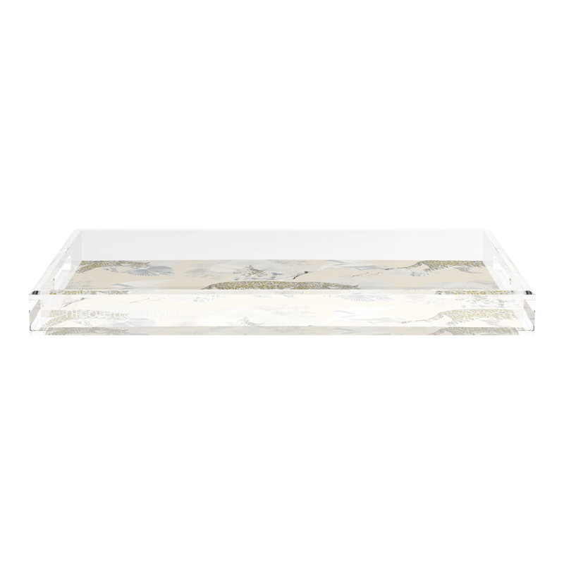 Plateau décoratif rectangulaire Leopard Walk, Crème, crème, L 22,5 po x P 14,5 po x H 2 po