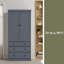 Armoire de cuisine 77 pouces Farmhouse, grande armoire de rangement autoportante avec 3 tablettes réglables, 8 tablettes de porte, 3 tiroirs pour la cuisine-275078718
