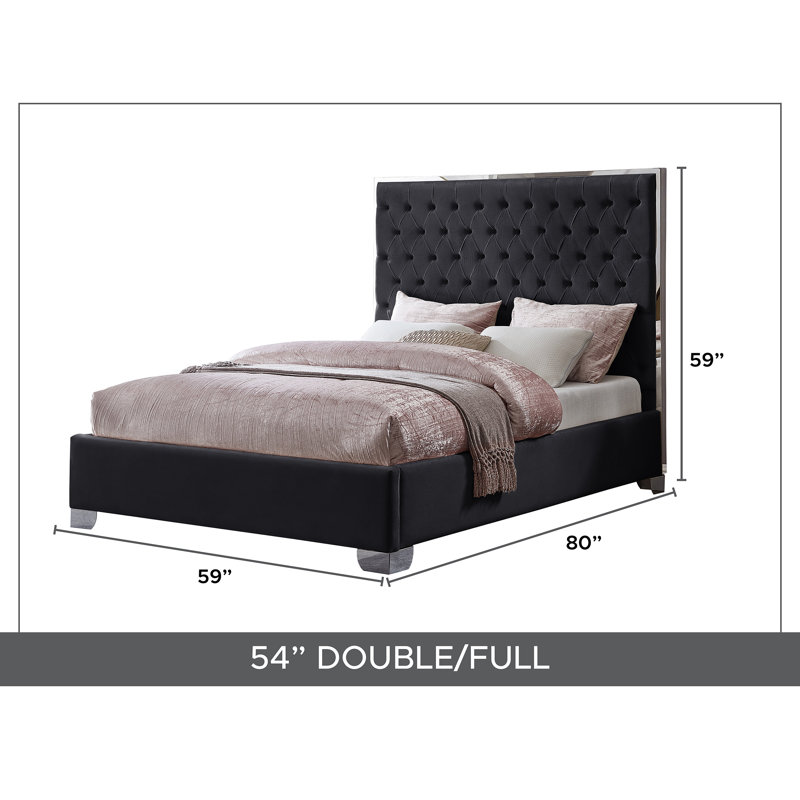 Lit plateforme tapissier Jeslene Kolab, Double, Noir