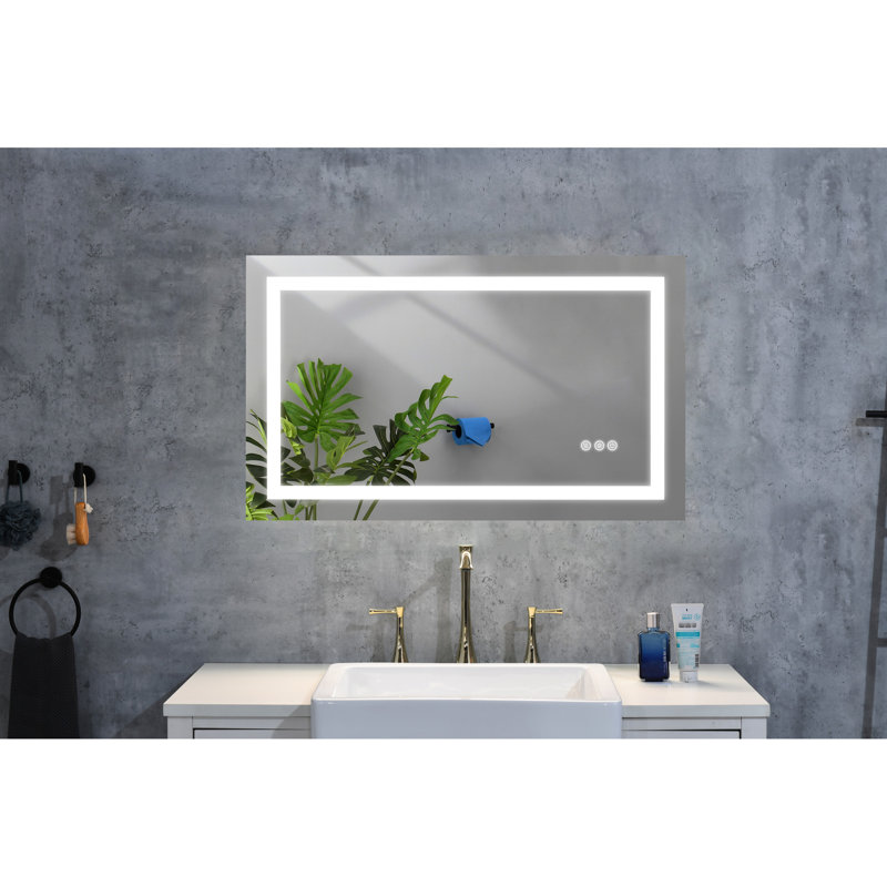 Miroir de salle de bain à DEL 40 po x 32 po pour salle de bain - brouillard, intensité variable, 3 options de couleur, fonction de mémoire, choix de décor mural, mémoire, utilisation élégante