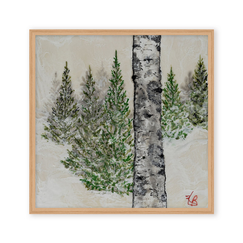 Nature Inspired "Wintered Pines" Canvas Wall Art By , 30" H x 30" W, Framed Print, Black