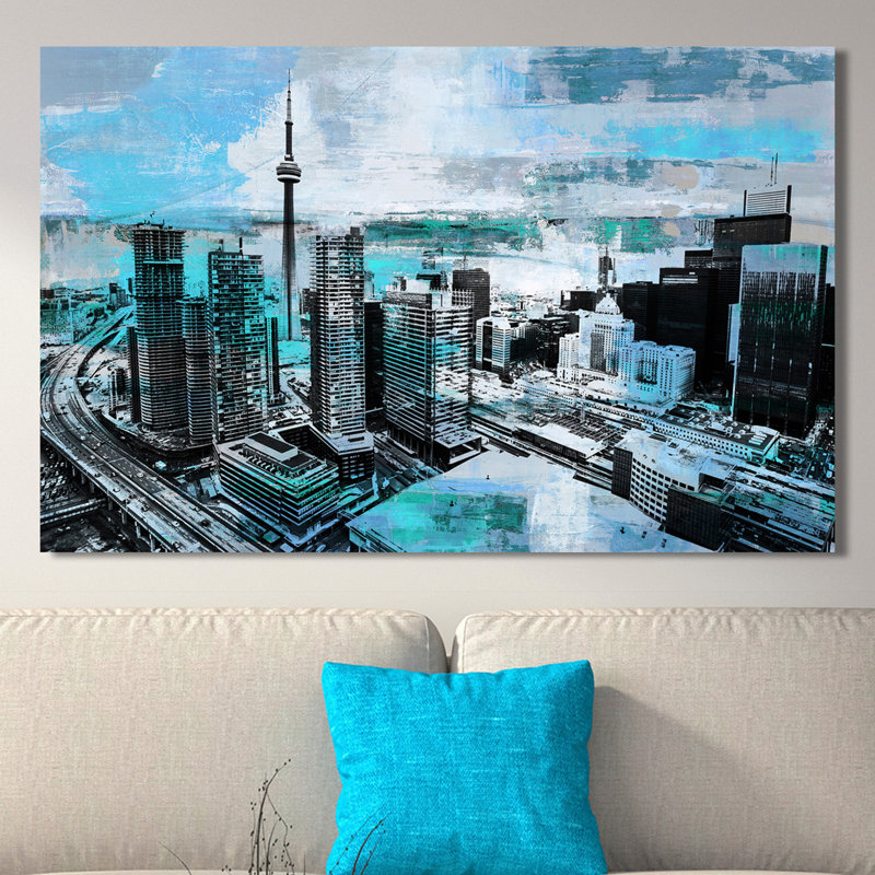 « toronto city view iv », reproduction d’impression sur toile tendue, H 18 po x l 30 po