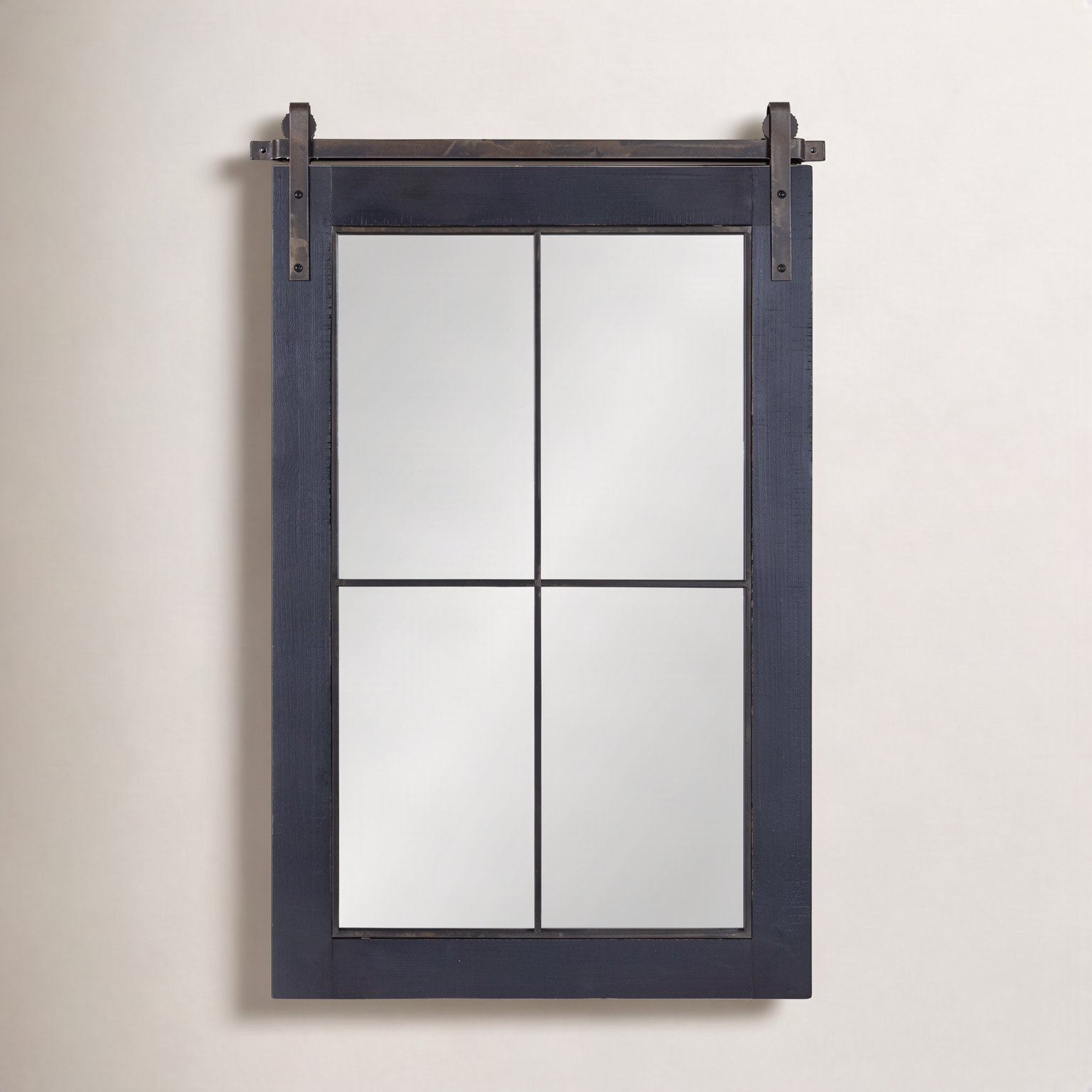 Enora Wood Rectangle Mirror, 37" x 22", Black