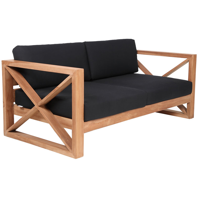 Anguilla Waterproof Fabric Outdoor Sofa, Black, 3
