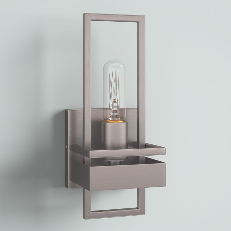 Aiden Armed Sconce, Satin Nickel, 11.75" H x 4.75" W x 4.75" D