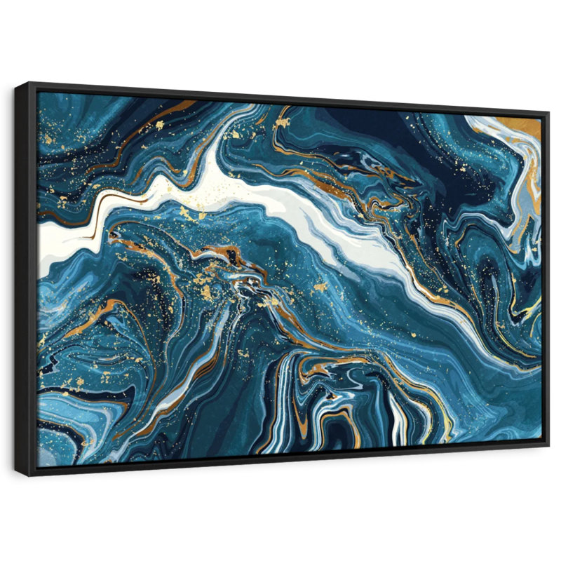 Abstract Blue Marble Canvas Print, 9" H x 13" W