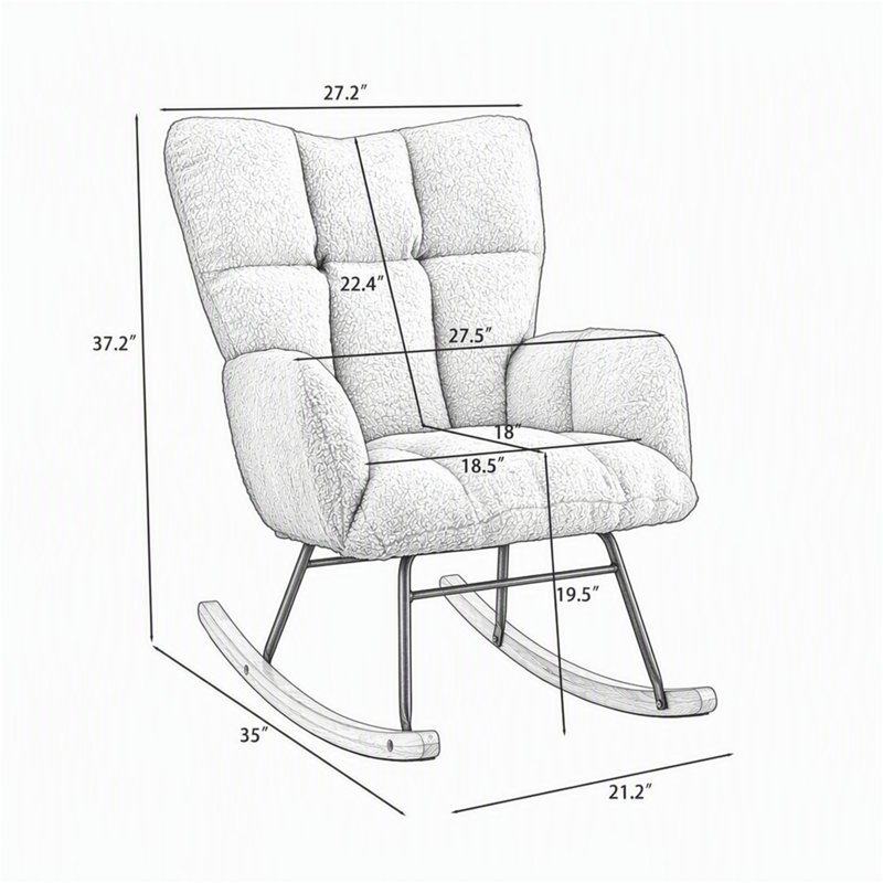 Fauteuil berçant et oscillant rembourré avec tissu, Rose, Rose