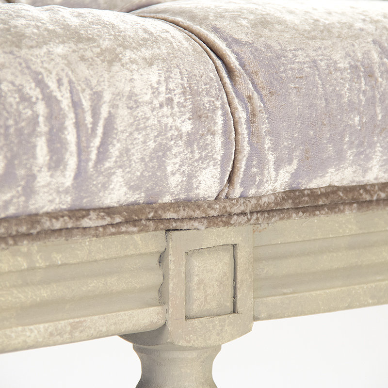 Elegant Louie Crushed Champagne Velvet Upholstered Bench