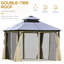 10' x 10' 2-Tier Outdoor Gazebo with Polycarbonate Roof, Beige