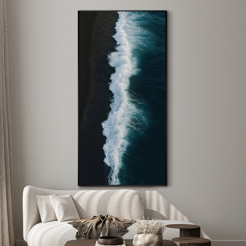 Très grande reproduction d'art sur toile - Paysage côtier de Ocean Beach, H 72 po x l 36 po