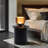 Compact Size Round Side Table with Black Fluted Fir & MDF Wood Accent