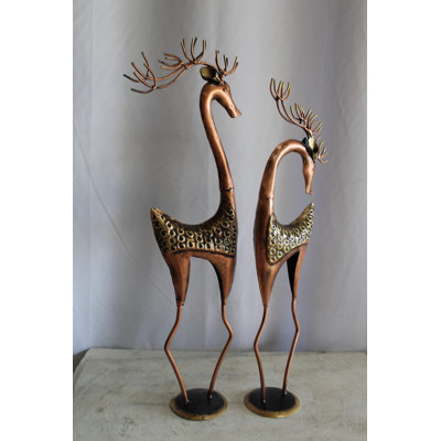 Suanna Thin Iron Metal Deer Pair, Elegant and Graceful Decor Set 11" x 11" x 32"H