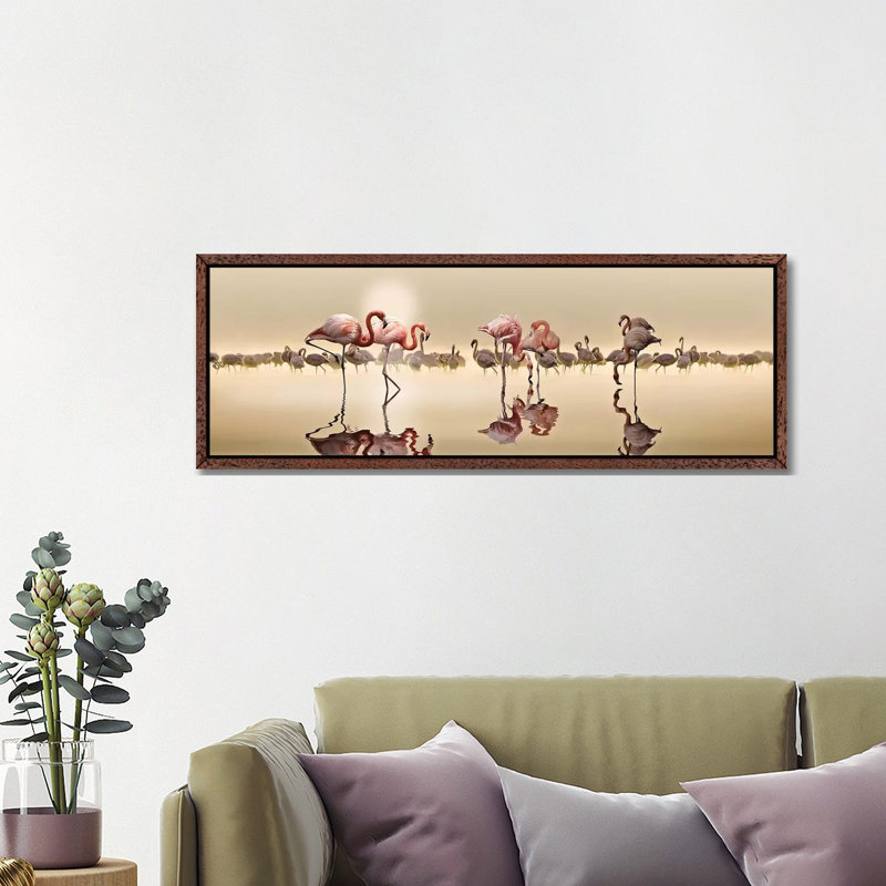 Flamingos by Nasser Osman - Panoramic Print on Canvas, No Framed, 182.88 cm H x 60.96 cm W