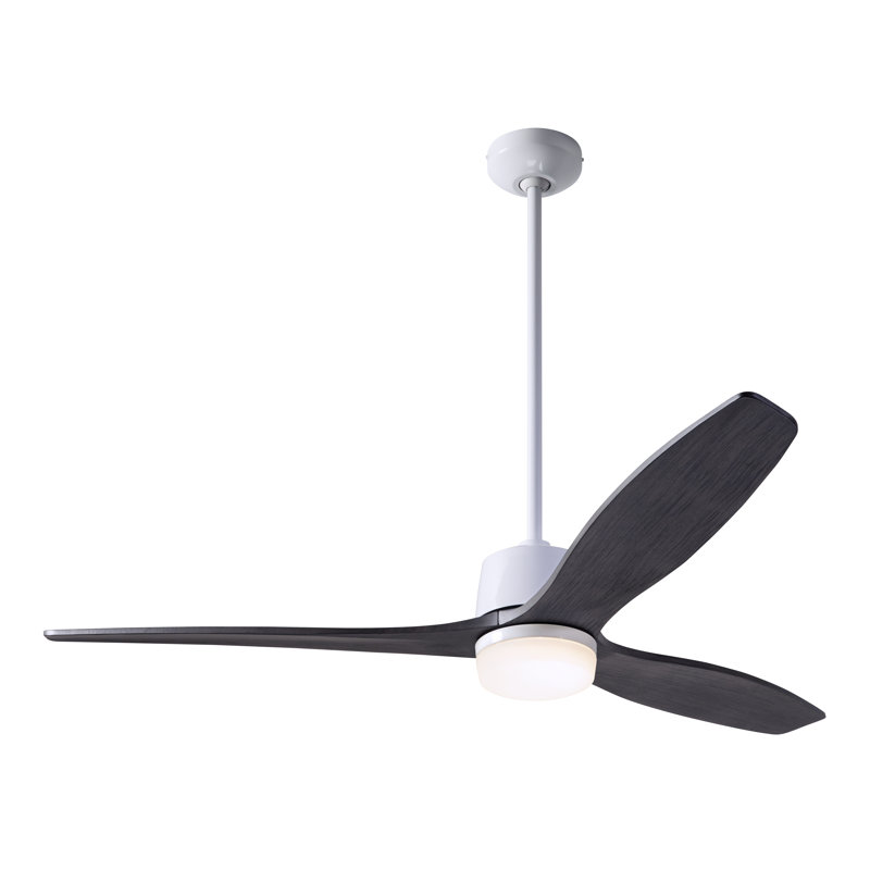 Arbor LED Downrod Ceiling Fan, Gloss White, Ebony, Wall/Remote Combo Controls