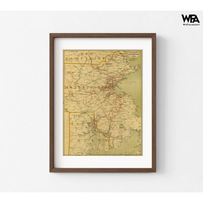 Electric Railway Map Of Eastern New England, Railroad Poster Print, New England Wall Art, Railway Routes Poster, Eastern Old Map