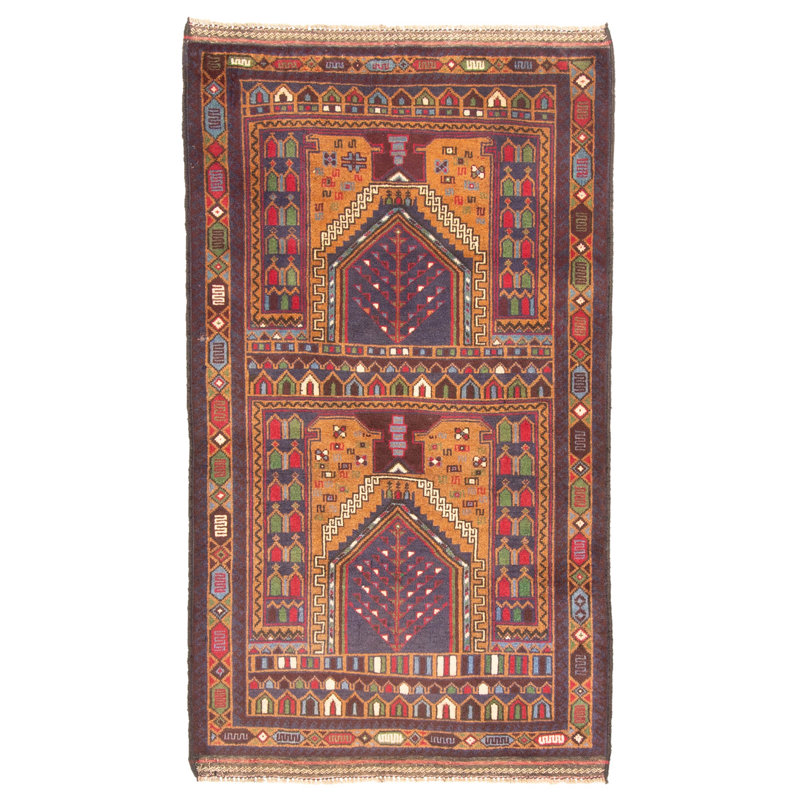Tapis brun Teimani 2 pi 10 po x 5 pi 0 po