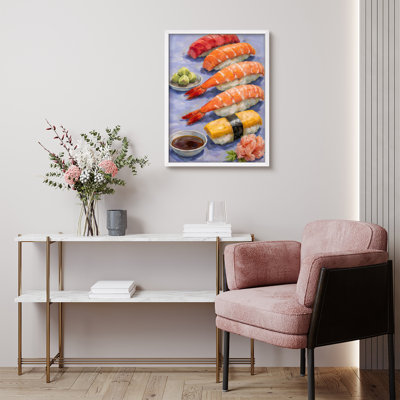 Sushi Food Framed Wall Art Prints - Japanese Cuisine Decor for Kitchen Dining Room