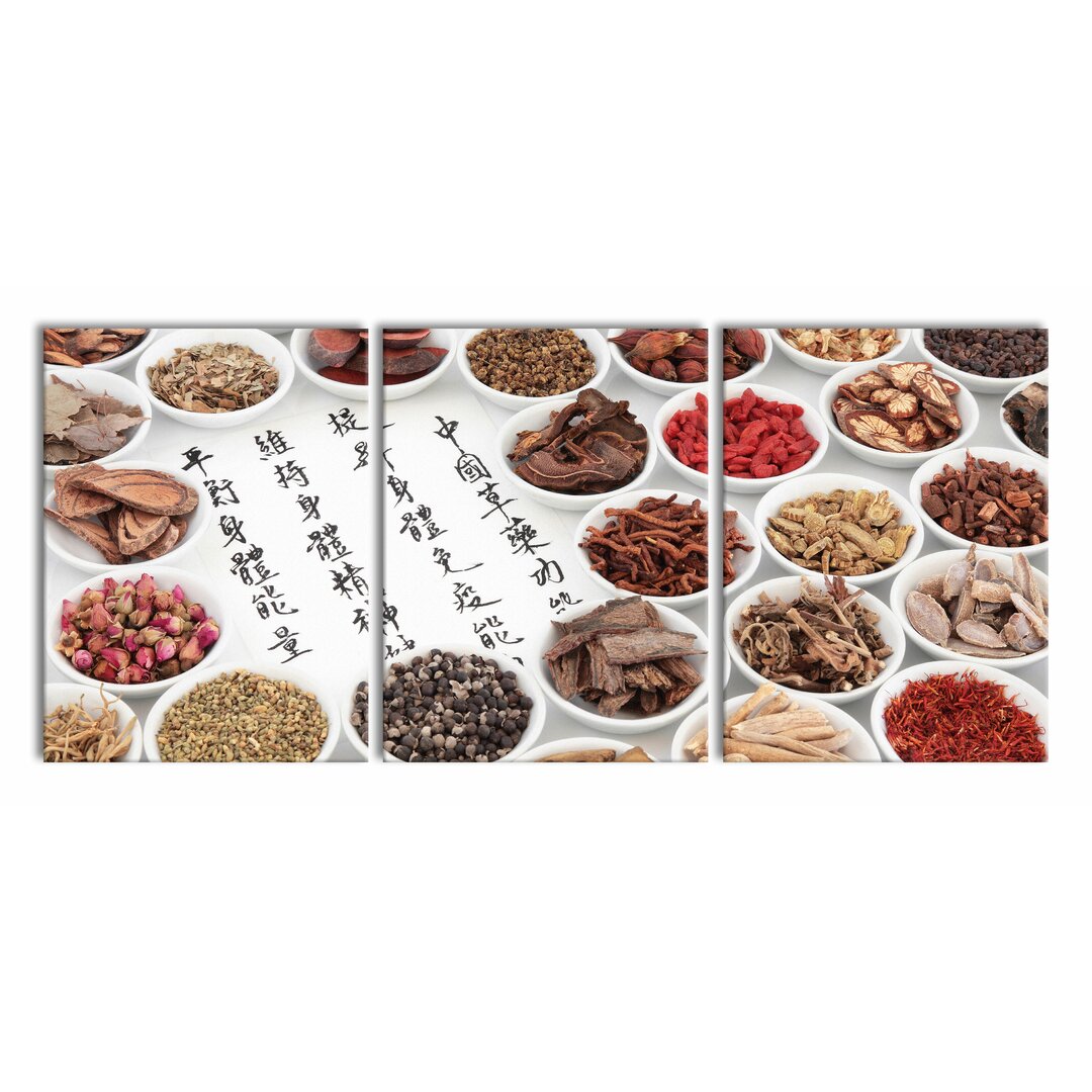 3-tlg. Leinwandbilder-Set Chinese Herbal Medicine