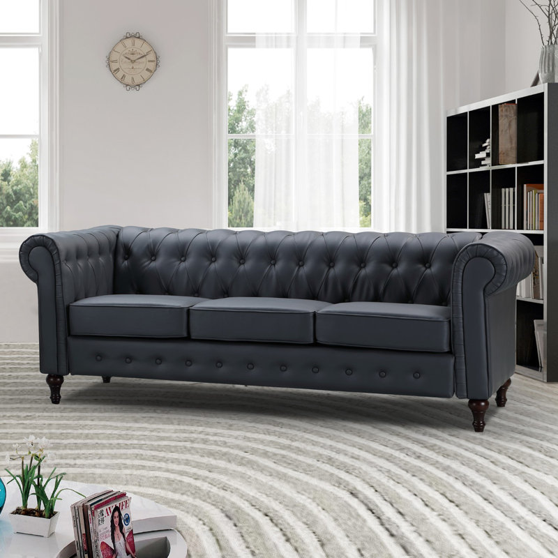 Schubert 3 Seater Faux Leather Sofa, Grey