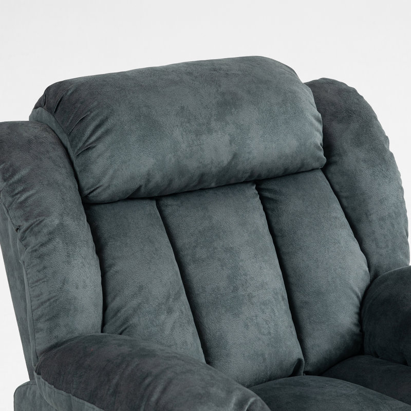 Emmadell 37'' Wide Upholstered Power Lift Recliner Chair with Heat & Massage, Grayish Blue Microfiber