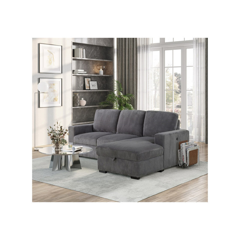 Melody Grey Sectional With Pullout