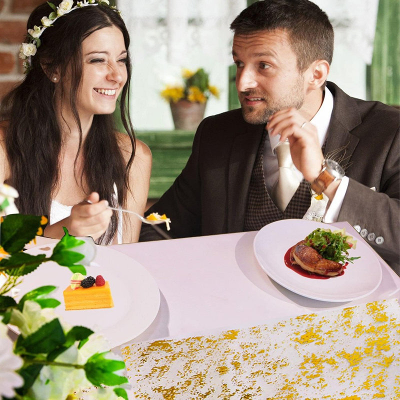 Chemin de table - doré - maille scintillante, étincelle métallique, rouleau, décorations de fête de mariage / fête de naissance / fête de Noël / fête d'anniversaire